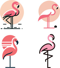 Obraz premium Minimalist Flamingo Vector Illustration on White Background