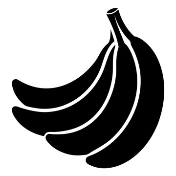 recommend clip art: A simple black shape banana fruit silhouette & Fruit vector art illustration. Sweet banana fruit elements icon vector