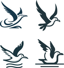 Simple Minimalist Albatross Vector Illustration on White Background