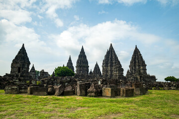 Prambanan temple complex in Yogyakarta, Indonesia. Prambanan is a 9th-century Hindu temple compound, and a UNESCO World Heritage Site