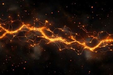 Glowing Orange Energy Wave on Black Background