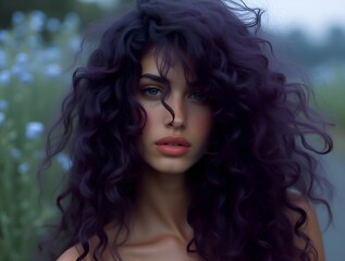 Fototapeta premium elegant woman with dramatic textured curls against a luminous backdrop