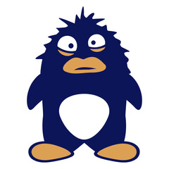 Cute Penguin Stupid Crazy Funny Weird Comic Look Design Lover Art Vector Illustration Card T-Shirt Poster Sticker Graphic Print Decorative Drawing Isolated Logo Decoration Symbol Creative Cool Style
