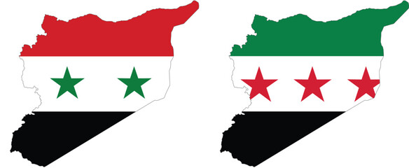 Maps of Syria with two alternative flags