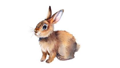 Obraz premium Adorable Watercolor Brown Bunny Rabbit Easter Spring Wildlife Pet Cute Animal