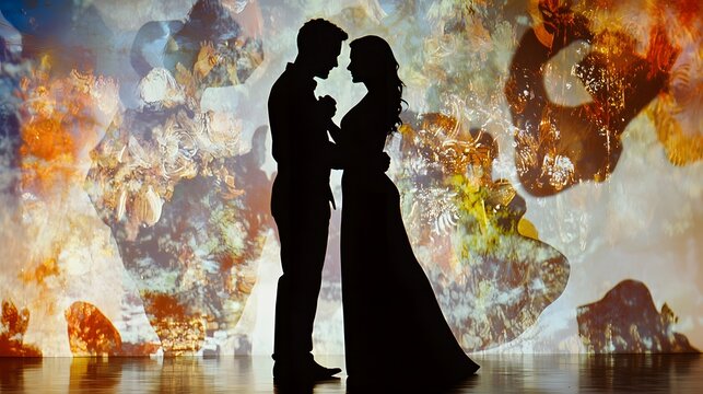 of a man and woman dancing, overlaid with an image of romantic gestures and moves. | [men's]:[dating advice] 