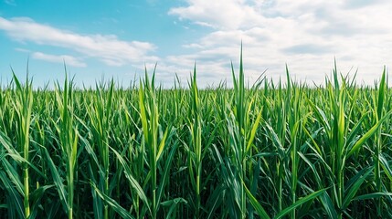 Obraz premium Vast Sugarcane Fields Stretch Across the Horizon,Harvested by Modern Machinery