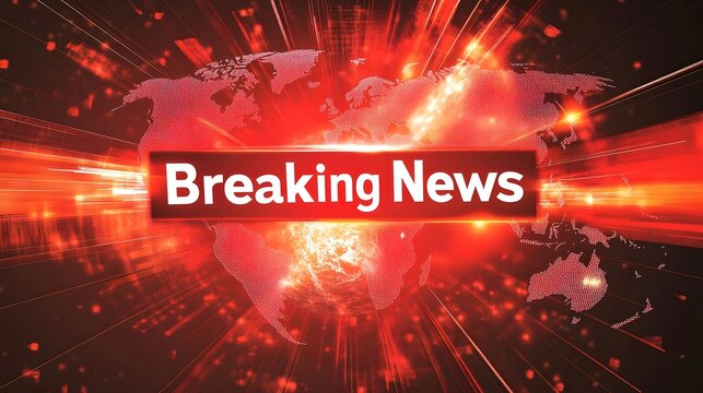 Illustration of a breaking news background, featuring a bold "Breaking News" sign in red and white.