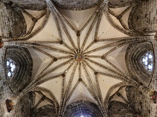 Ceiling decoration of one of the ancient catholic temples in Spain, architectural ornament