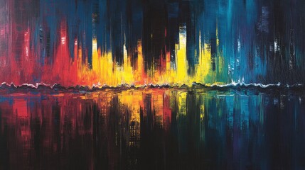 Obraz premium An abstract visualization of sound waves resembling a heartbeat, vibrant colors pulsating outward, capturing the essence of life and rhythm