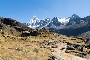 Hiking the the Santa Cruz Trek - one of the most popular and famous circuits in the Cordillera Blanca, Huascaran, Peru