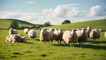 Fototapeta premium Sheep on pasture