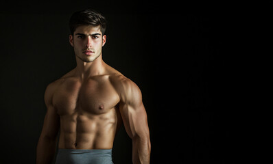 Naklejka premium Studio shot of a smart muscular man showing his defined physique
