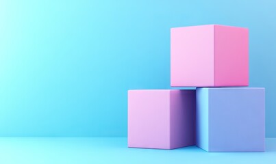 Obraz premium Colorful Geometric Shapes on Blue Background - AI Generated Illustration