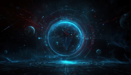 A mesmerizing digital representation of a cosmic sphere surrounded by celestial bodies, featuring intricate patterns and luminous elements, evoking a sense of wonder and exploration in the universe.