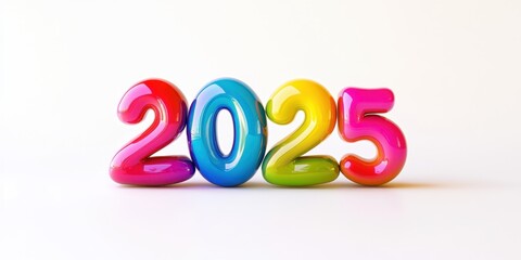 Naklejka premium Bold 3D bubble numbers 2025 futuristic vibrant colors