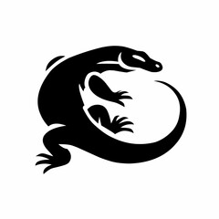 Komodo dragon silhouette icon logo vector art illustration features a minimalist design of a komodo dragon, showcasing its elegant shape and natural contours. Typically rendered in a single color.