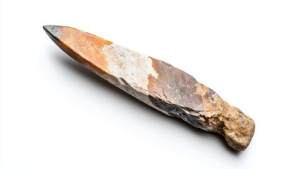 Discover the refined beauty of a prehistoric stone tool. This unique artifact showcases ancient craftsmanship. A glimpse into history and human innovation. Generative AI