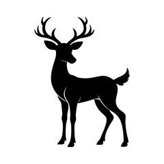 Deer Animal Silhouette Vector Illustration for Forest and Wildlife Designs.