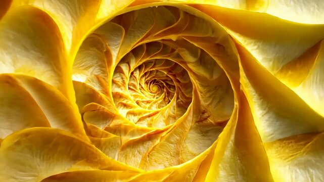 Spiral pattern of a yellow nautilus shell showcasing intricate natural design and symmetry