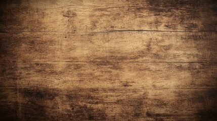 Fototapeta premium Aged Wooden Table with Rich Dark Grain Textures in Rustic Kitchen Setting, Top-Down View Highlighting Weathered Surface Details for Home Decor and Interior Design Projects 