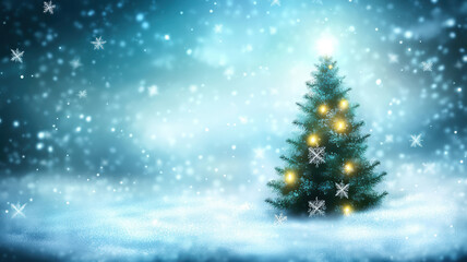 Christmas tree illustration with snowflakes