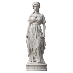 Marble Greek Woman Sculpture Isolated on Transparent Background
