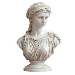 Marble Greek Woman Sculpture Isolated on Transparent Background
