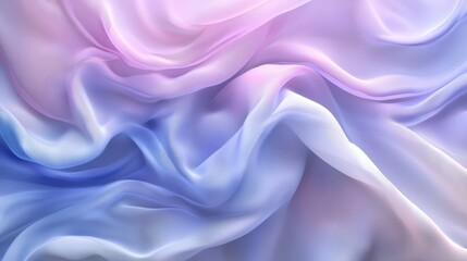Fototapeta premium Elegant cascade of pastel pink and blue silk fabric creating soft, flowing curves.