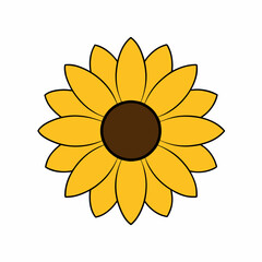 A simple sunflower silhouette art and sunflower vector illustration. Flower elements icon vector.