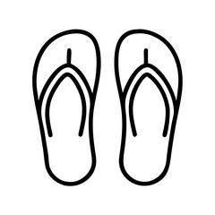 sandals icon, travel vector icon, tourism vector illustration - black outline icon of sandals symbolizing travel, tourism, and vacation in simple design.