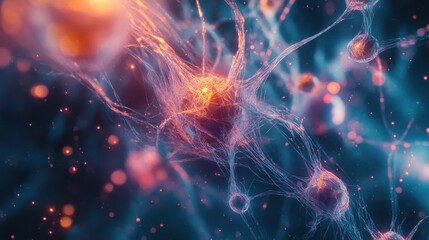 Obraz premium Abstract neural network, glowing connections.