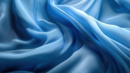 Obraz premium Elegant folds of light blue silk fabric create a luxurious and serene texture in soft ambient light.