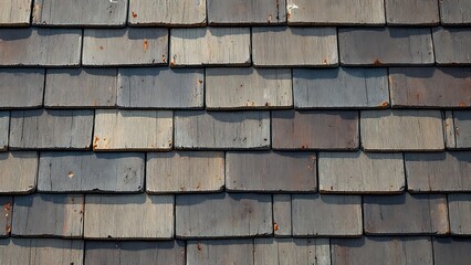 Old brown rustic wooden shingle wall texture - wood facade architecture background