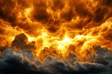 A dynamic shot of storm clouds rolling across the sky, with sunlight breaking through in streaks of golden light