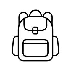 backpack icon, travel vector icon, tourism vector illustration - black outline icon of backpack symbolizing travel, tourism, and vacation in simple design.