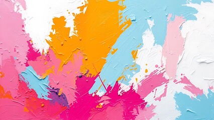 Closeup of abstract rough colorful multicolored art painting texture, with oil brushstroke, pallet knife paint on canvas (Generative Ai)