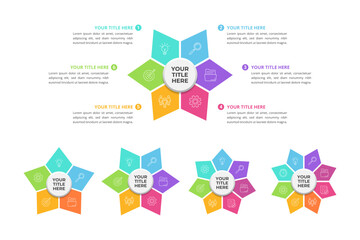 Star Diagram Infographic From 5 Up to 8 Steps with Editable Text for Business Presentation, Poster, Banner and Booklet.