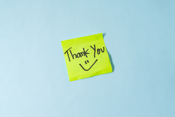Motivational words for personal development, thank you, inspirational handwriting on sticky notes