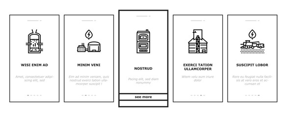 biomass energy plant power onboarding mobile vector green gas, solar electric, wind generator, nuclear industry, factory bio biogas wood biomass energy plant power illustrations