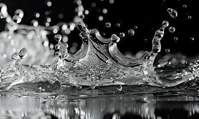 溅起水花晶莹剔透水滴水波纹背景