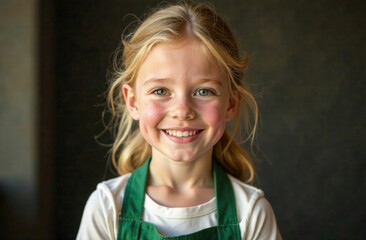 Portrait of a little girl with blond hair.
