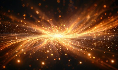 Obraz premium 金色光线星河能量粒子光点光辉背景壁纸