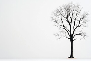 Obraz premium A simple outline of an ebony tree rendered in bold black lines against a white background, emphasizing its silhouette