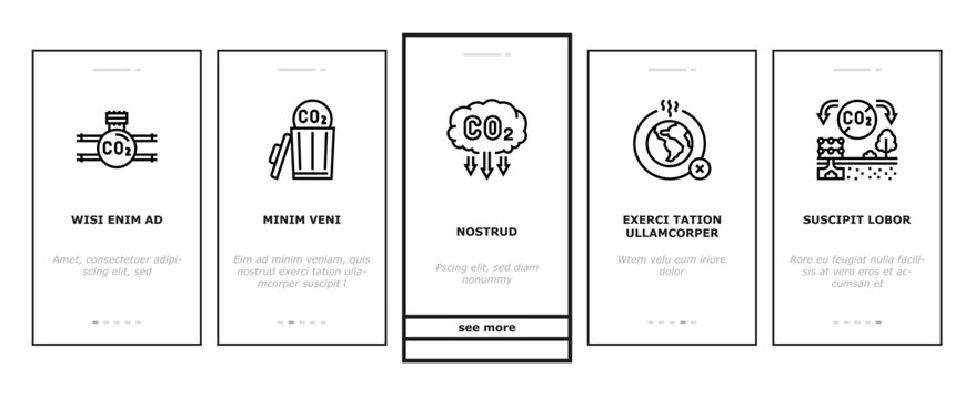 carbon capture co2 storage onboarding mobile vector energy footprint, utilization sequestration, green, technology, pollution reduction carbon capture co2 storage illustrations