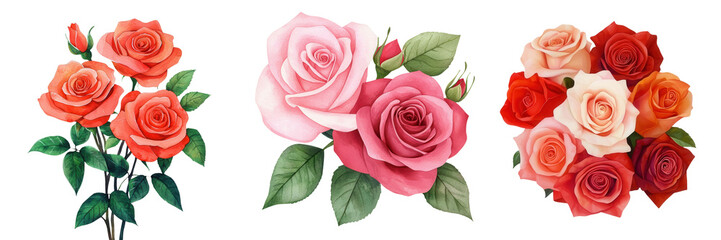 Fototapeta premium Valentine watercolor decor featuring roses romantic floral arrangement elegant home design