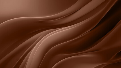 Dynamic mocha mousse brown silk satin fabric waves flowing gently. Modern trendy tone hue shade