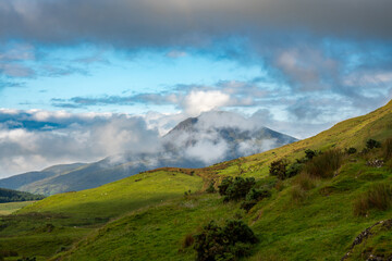 Welsh mountain top shrouded in mist