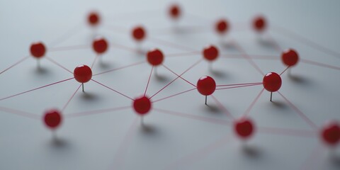 This image features red pins on a white background, representing the connections within a network.