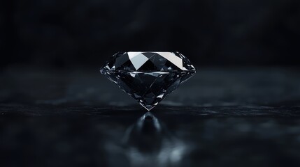 Stunning black diamond on a reflective surface